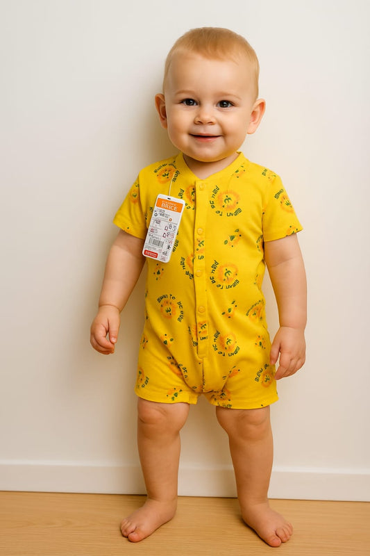 "Born To Be Wild" Yellow Baby Romper – Soft Cotton Prenatal